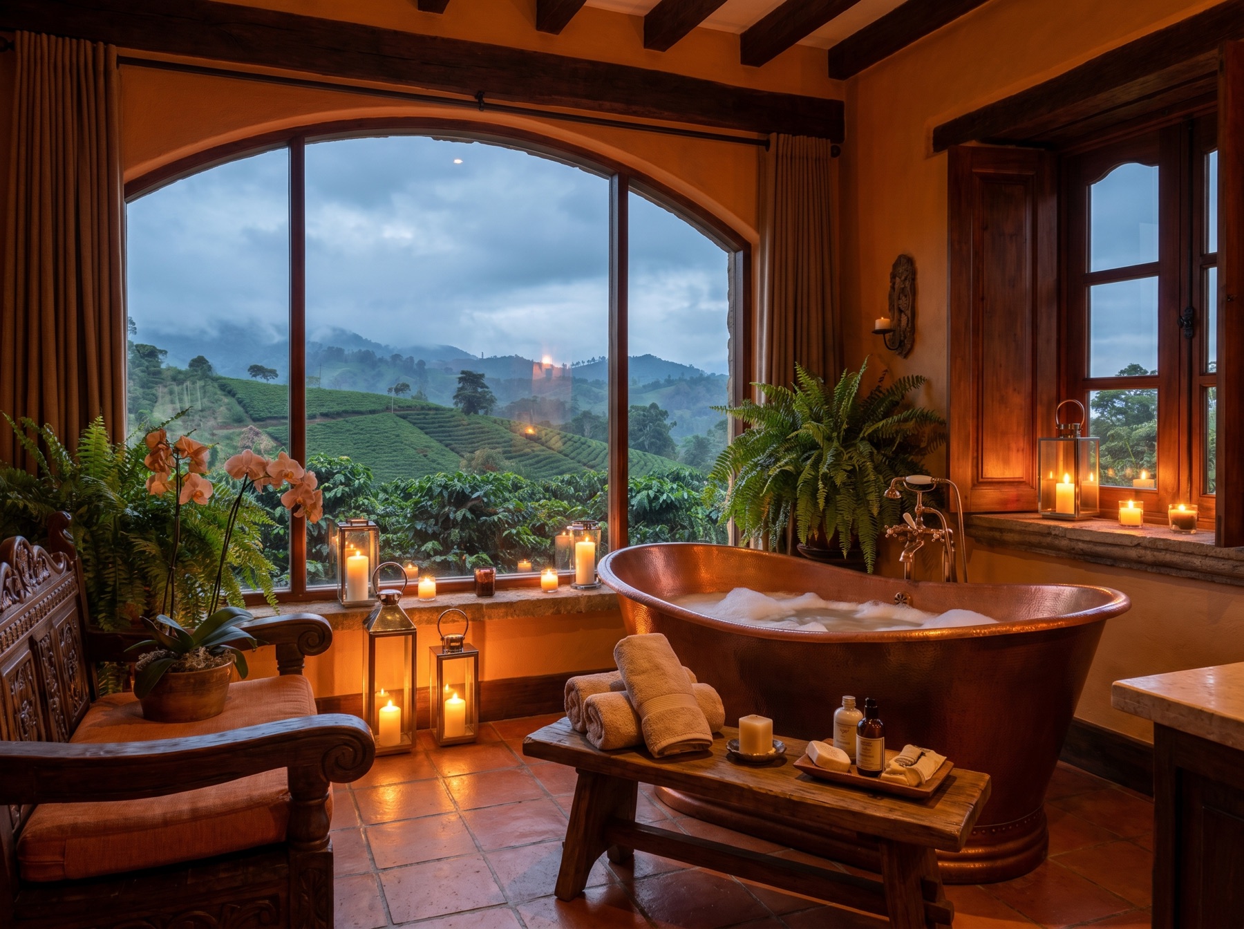 Suite con jacuzzi frente a la montaña